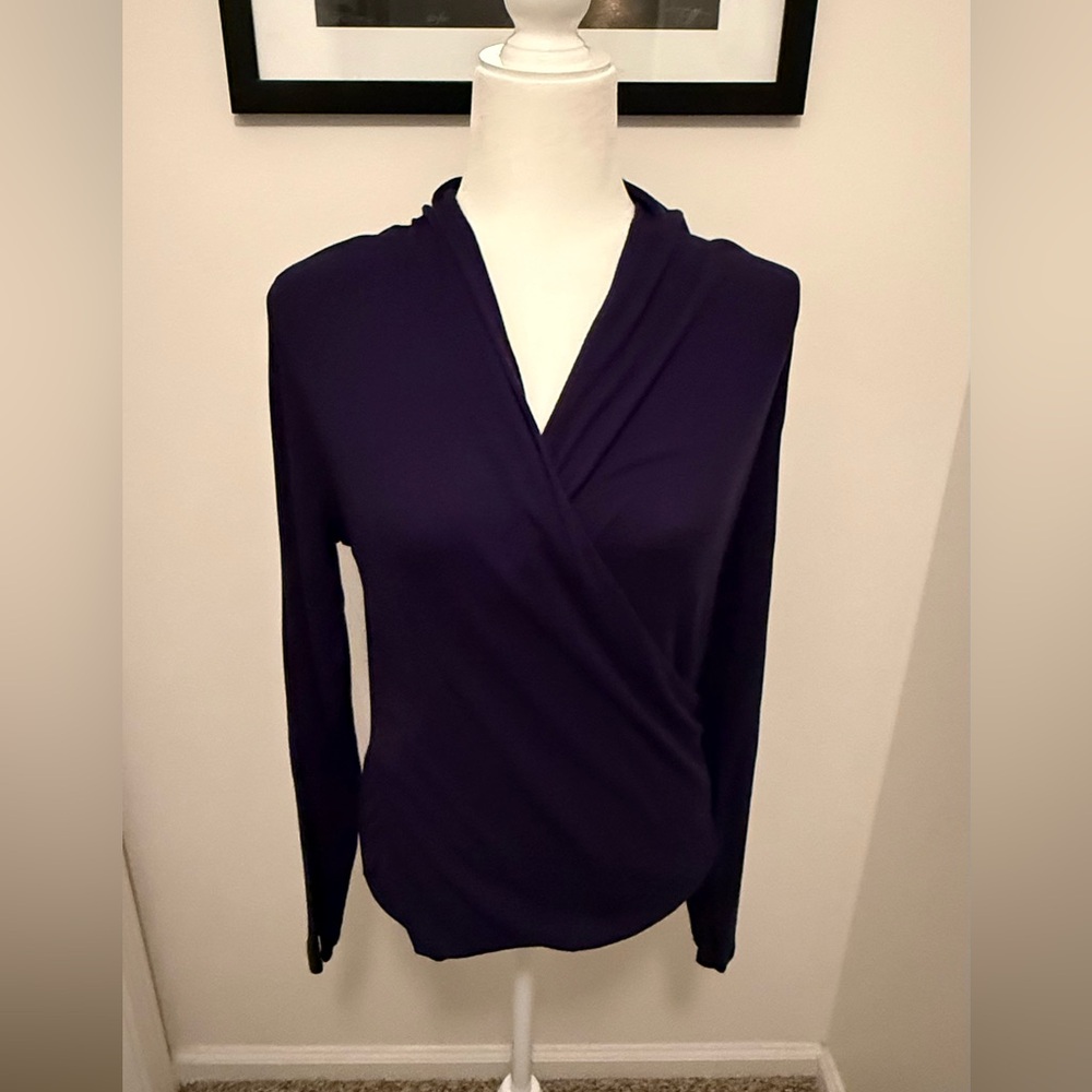 bobi Los Angeles Dark Navy Women's Long Sleeve Wrap Top